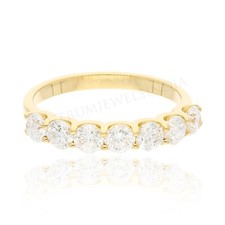 Natural SI/H Round Diamond Half Eternity Ring 18k Yellow Solid Gold Gift 1.30 Ct