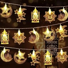 Ramadan LED Moon Star String Fairy Lights EID Mubarak Garland Muslim Decorations