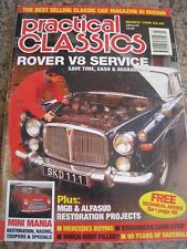 PRACTICAL CLASSICS MAGAZINE MAR 1995 ROVER V8 SERVICE MGB ALFASUD MERC STROMBERG