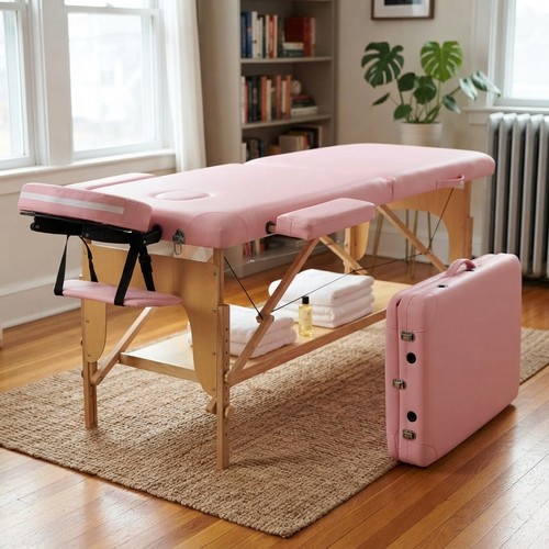 Portable pink massage bed with - massage,