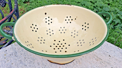 Vintage enamel colander - vintage,