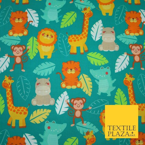 Jade green zoo animals leafy - green,