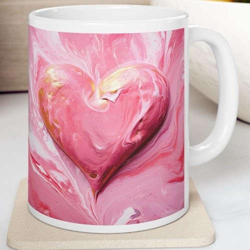 Marble paint mug heart - marble, style