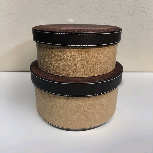 Round hat box - style, suede