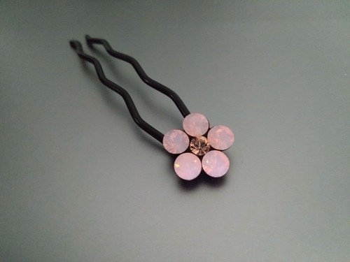 Swarovski pink flower hairpin - flower,