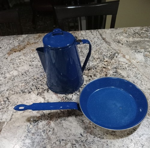 Vintage enamel ware blue - vintage,