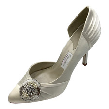 Rainbow Couture Womens Ivory Satin High Heel Wedding Court Shoes Size UK 5 New