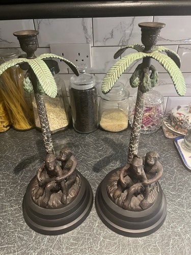 Pair heavy bronze monkey - heavy,