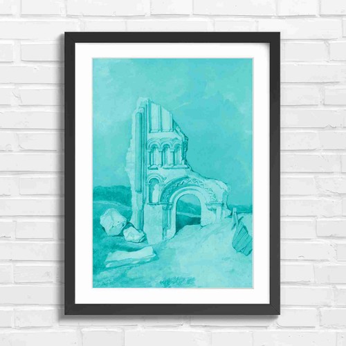 Ruined stone arch with - stone,
