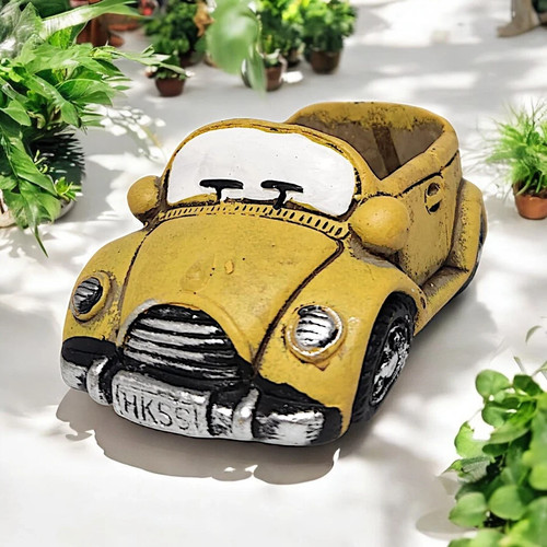 Vintage yellow car planter - vintage,