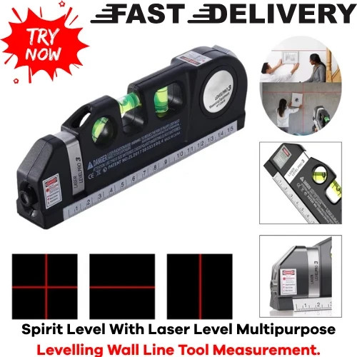 Spirit level with laser - with,