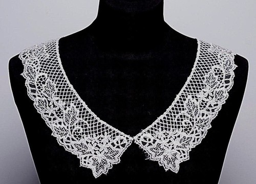 Embroidered venice lace collar - embroidered,