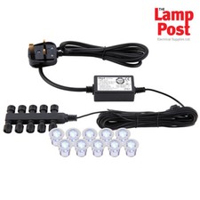 Saxby 13890 Ikon 10 x IP67 30mm Outdoor Garden Round BLUE LED Decking Light Kit