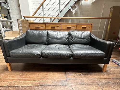 Danish leather sofa seater - leather, sofa,