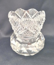 Stunning Vintage Cut Crystal Toothpick Holder With Sawtooth Rim. Thistle Shaped