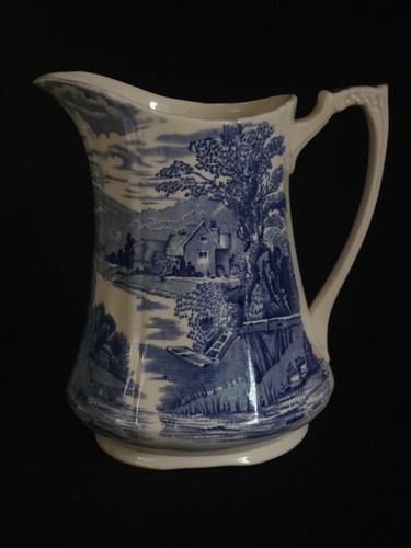 Antique blue white jug - white,