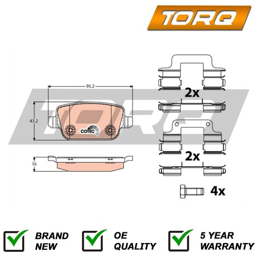 Brake pads set rear - rear, torq