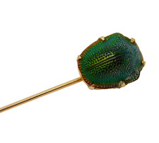 Victorian Egyptian Revival 12ct Gold Scarab Beetle Stick Pin Antique c1880