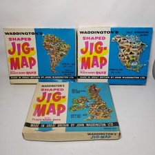 3 Vintage Waddington's Shaped Jig-Maps South North American British Isles Missin