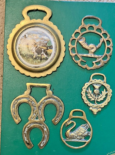 Vintage horse brasses with - vintage,