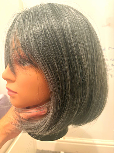 Grey bob wig with fringe - wig,