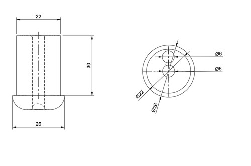 Twin hole spinnaker pole bush - spinnaker,