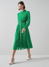 LK Bennett Tallis Green And Cream Spot Recycled Polyester Shirt Dress