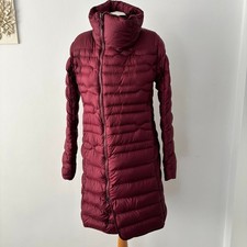 The North Face Down 550 Puffer Coat Jacket Size M Burgundy Mid Length *Flaw*