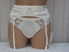 SUSPENDER BELT and THONG SET SILKY IVORY SATIN UK SIZE 8 10 12 or 14 ULTIMO BNWT