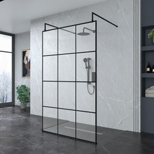 Black Grid Glass Walk In Wet