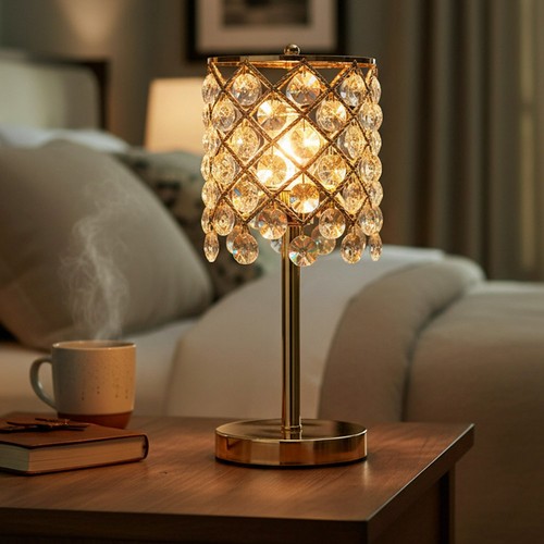 Gold crystal grid - grid, lamp