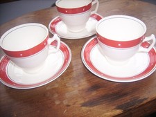 George Clews & Co 1950's Cream/Red Polka Dot Cups/Saucers X 3.