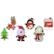 Light Up Christmas Gel Window Decoration - 6 Stickers