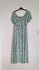 Divided Pale Green Floral Frilled Dress On or Off Shoulder - Size 12 - NEW!