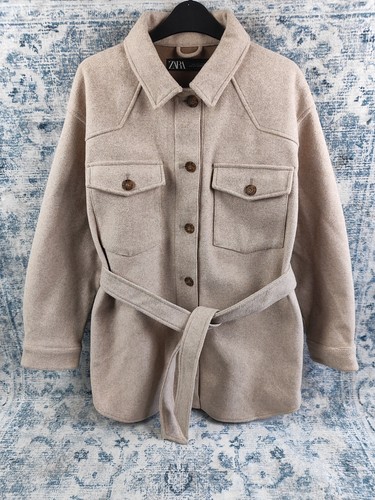 Zara oatmeal belted oversized - oatmeal,