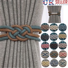 2PCS Magnetic Curtain Tiebacks Tie Backs Buckle Clips Rope Holdbacks Home Decor