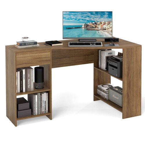 Shape computer desk with - computer,