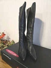 MODA IN PELLE Leather Boots, Knee High, UK 6.5, Pleated Shaft, Non Slip  **FAB**