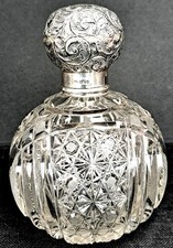 1910 cut glass & hallmarked silver perfume bottle David Loebl Schindler & Co