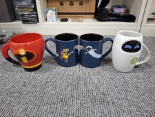 4x Disney Mug Bundle, Wall-e, Incredibles, Disney World And Store