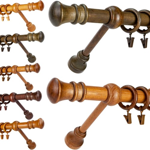 Wooden curtain pole single - wooden,