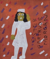 Gertrude Morgan Signed Folk Art Painting on Canvas –African American Religious