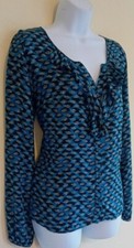Womens 'Miss By Captain Tortue' Blue Mix Blouse Shirt Top, Size 36 (UK 8/10)