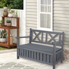 Wooden garden storage bench