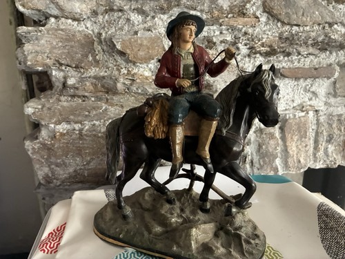 Horse rider metal spelter - horse, &