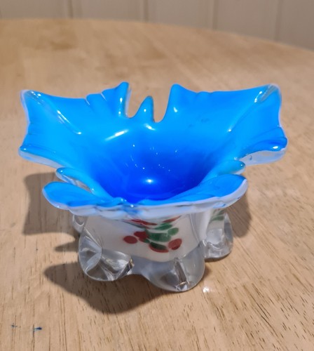 Blue opaline art glass - opaline, bowl