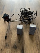 Vintage Philips EL 1979 Stereo Microphone Wood grain Silver On Tripod Untested 