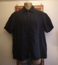 MENS M&S BLACK 100% LINEN SHORT SLEEVE SHIRT SIZE MEDIUM