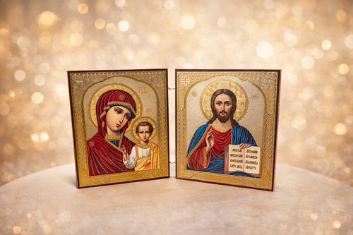 Handmade orthodox icon diptych - orthodox,