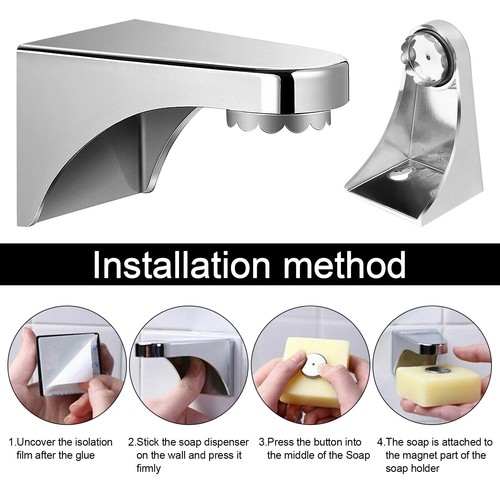 Bathroom silver magnetic soap - silver,